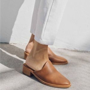 Soludos Venetian Leather Mules Sz 9 Tan Low Heel Slip On Shoes